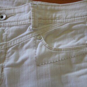 Nine West Bootcut Pants 2 White/Tan Stitching Zip/Button Closure Pockets